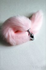 Vibra Tilki Kuyruklu Metal Anal Plug - Yumuşak Peluş (40 cm, Pembe) - Görsel 4