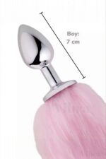 Vibra Tilki Kuyruklu Metal Anal Plug - Yumuşak Peluş (40 cm, Pembe) - Görsel 5