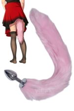Vibra Tilki Kuyruklu Metal Anal Plug - Yumuşak Peluş (40 cm, Pembe) - Görsel 8