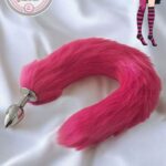 Vibra Tilki Kuyruklu Metal Anal Plug - Yumuşak Peluş (40 cm, Kırmızı)