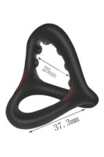 Ikoky Tırtıklı Silikon Penis ve Testis Halkası - Çift Boğumlu (Siyah)