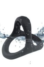 Ikoky Tırtıklı Silikon Penis ve Testis Halkası - Çift Boğumlu (Siyah) - Görsel 6