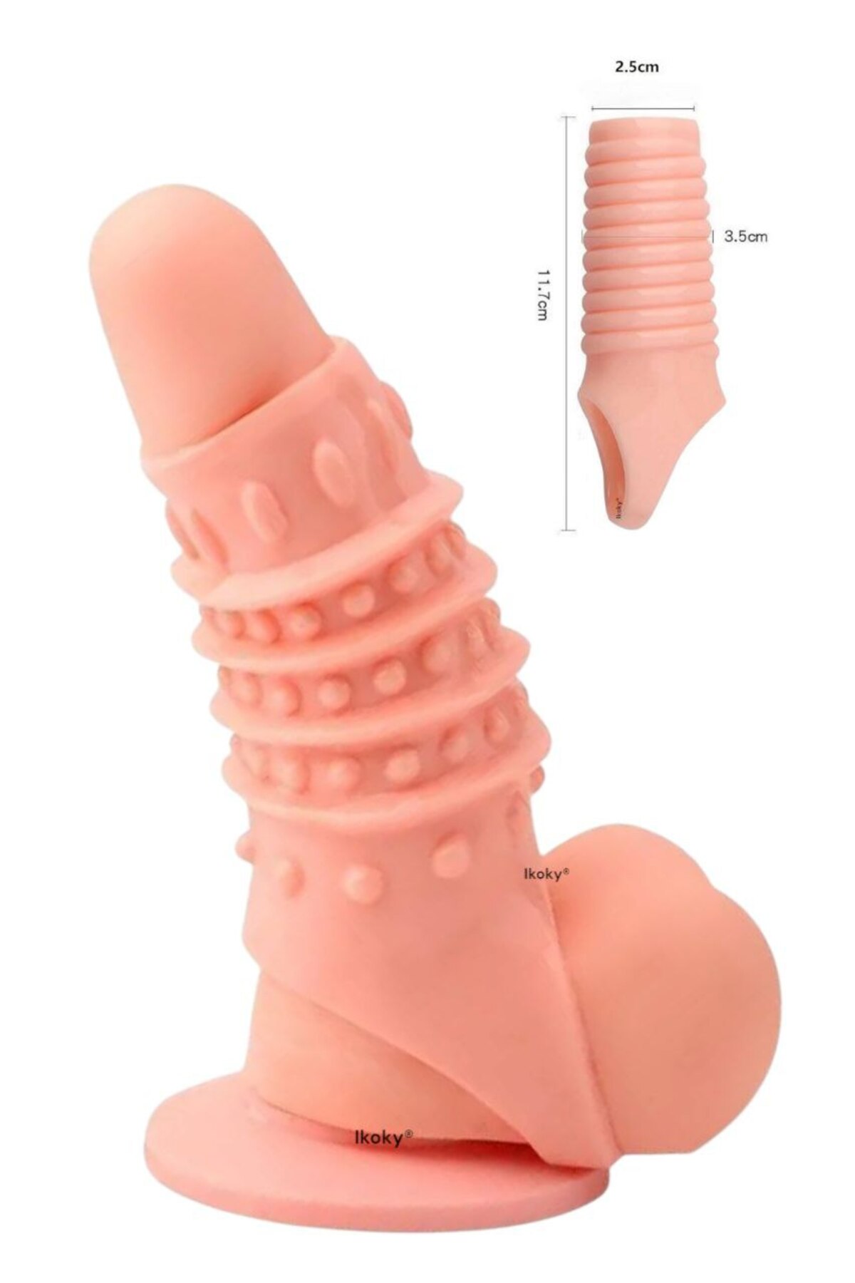 1_org_zoom Ikoky Spiral Tırtıklı Penis Kılıfı - Doğal Görünüm (Ten Rengi) - Spiral Model - Görsel 1