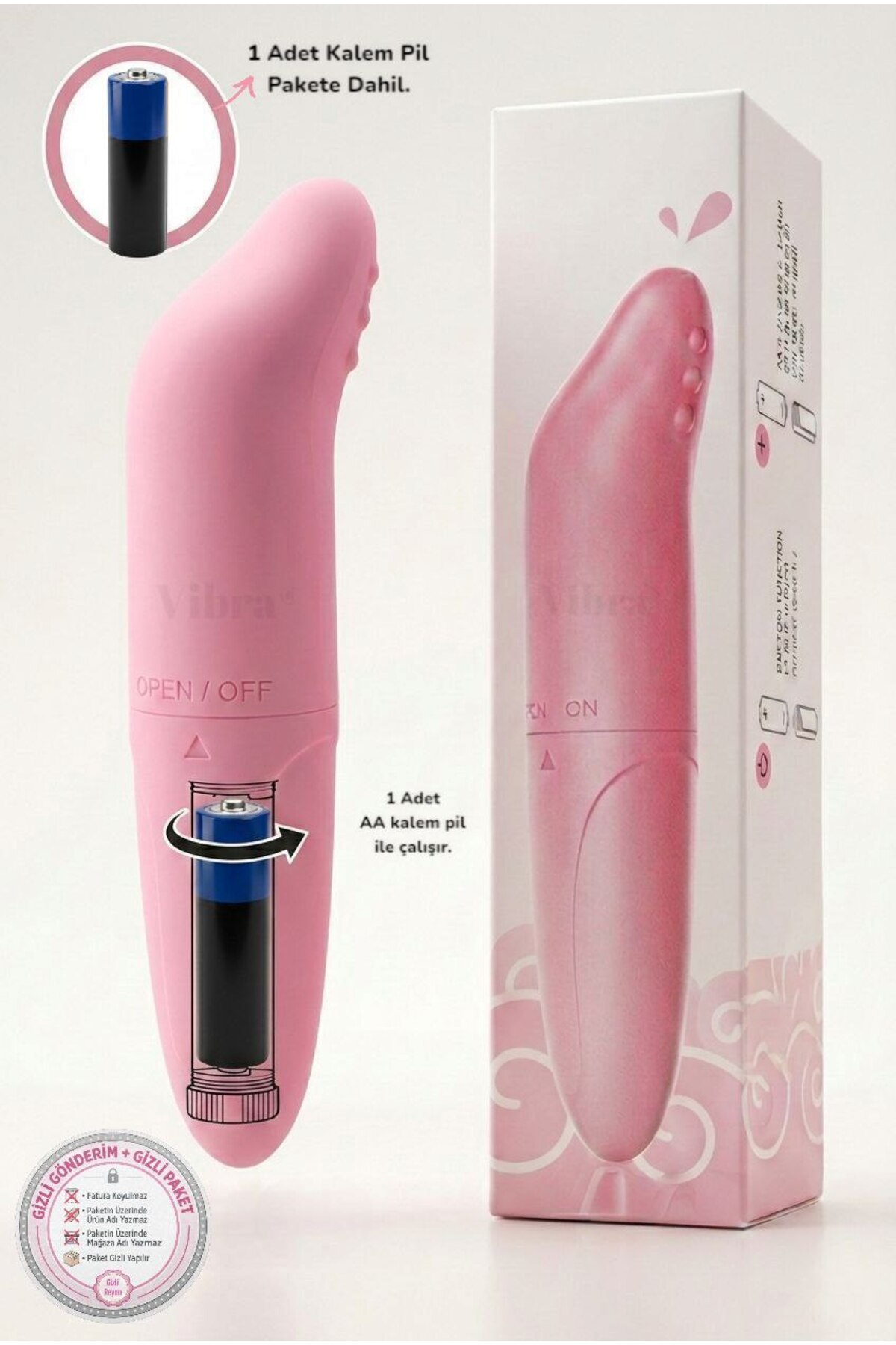 1_org_zoom Vibra G Noktası Uyarıcı Mini Pilli Vibratör - Pembe (11.8 cm) | AA Kalem Pil Dahil | Gizli Gönderim - Görsel 1