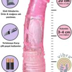 Vibra Titreşimli Dildo - Kırmızı Jel Vibratör (20 cm)
