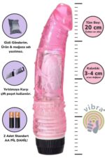Vibra Titreşimli Dildo - Kırmızı Jel Vibratör (20 cm)