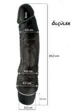 Vibra Titreşimli Siyah Jel Dildo - Gerçekçi Doku (20 cm) - Görsel 3
