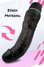 Vibra Titreşimli Siyah Jel Dildo - Gerçekçi Doku (20 cm) - Görsel 4