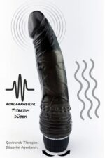 Vibra Titreşimli Siyah Jel Dildo - Gerçekçi Doku (20 cm) - Görsel 5