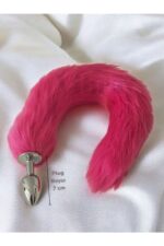 Vibra Tilki Kuyruklu Metal Anal Plug - Yumuşak Peluş (40 cm, Kırmızı) - Görsel 5