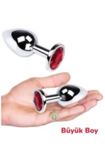 Vibra Taşlı Metal Anal Plug - Büyük Boy 9,2 cm - Saklama Kılıfı Hediyeli - Görsel 3