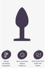 Vibra Taşlı Metal Anal Plug - Büyük Boy 9,2 cm - Saklama Kılıfı Hediyeli - Görsel 4