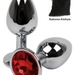 Vibra Taşlı Metal Anal Plug - Küçük Boy (7 cm, Saklama Kılıfı Hediyeli)