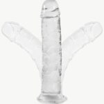 Vibra Ekstra Kalın ve Esnek Jelly Vantuzlu Şeffaf Dildo (22 cm)