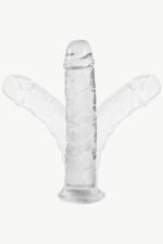 Vibra Ekstra Kalın ve Esnek Jelly Vantuzlu Şeffaf Dildo (22 cm)