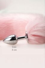 Vibra Tilki Kuyruklu Metal Anal Plug - Yumuşak Peluş (40 cm, Pembe) - Görsel 2