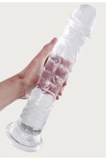 Vibra Ekstra Kalın ve Vantuzlu 25 cm Şeffaf Dildo (Esnek Jelly) - Görsel 2