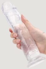 Vibra Ekstra Kalın ve Vantuzlu 25 cm Şeffaf Dildo (Esnek Jelly) - Görsel 3