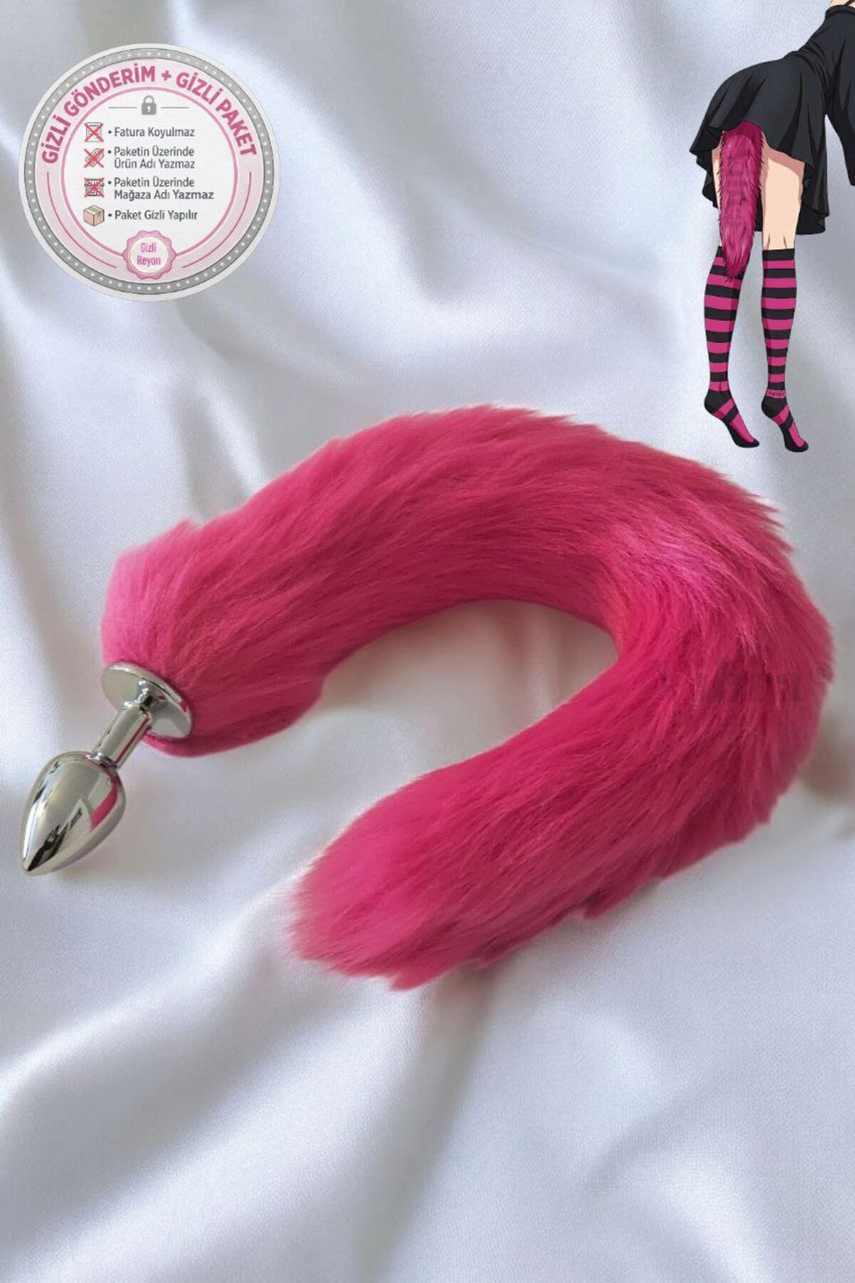 1_org_zoom Vibra Tilki Kuyruklu Metal Anal Plug - Yumuşak Peluş (40 cm, Kırmızı) - Görsel 1